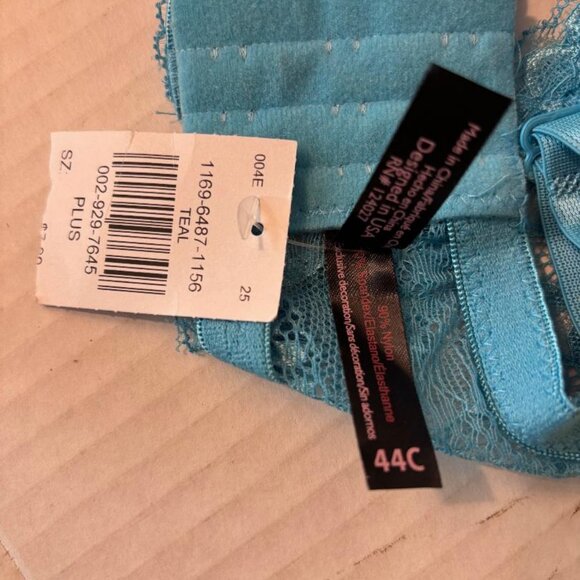 Black Fushia by Secret Lace Teal Plus size Bra 44C NWT - Picture 3 of 3